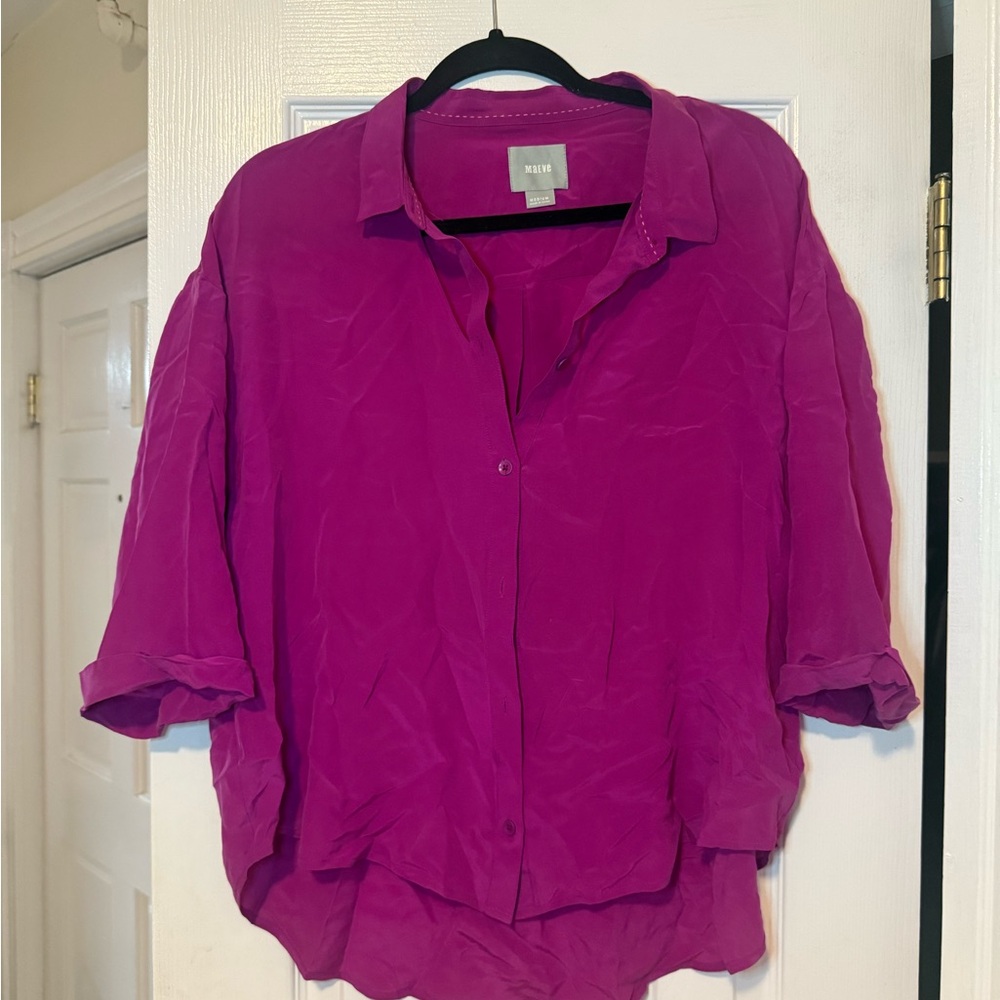 Maeve Fuchsia Button Down Shirt